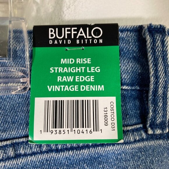 Womens Buffalo Jayme Jeans Mid Rise Straight Raw Hem Blue 12 NWT - Picture 5 of 8